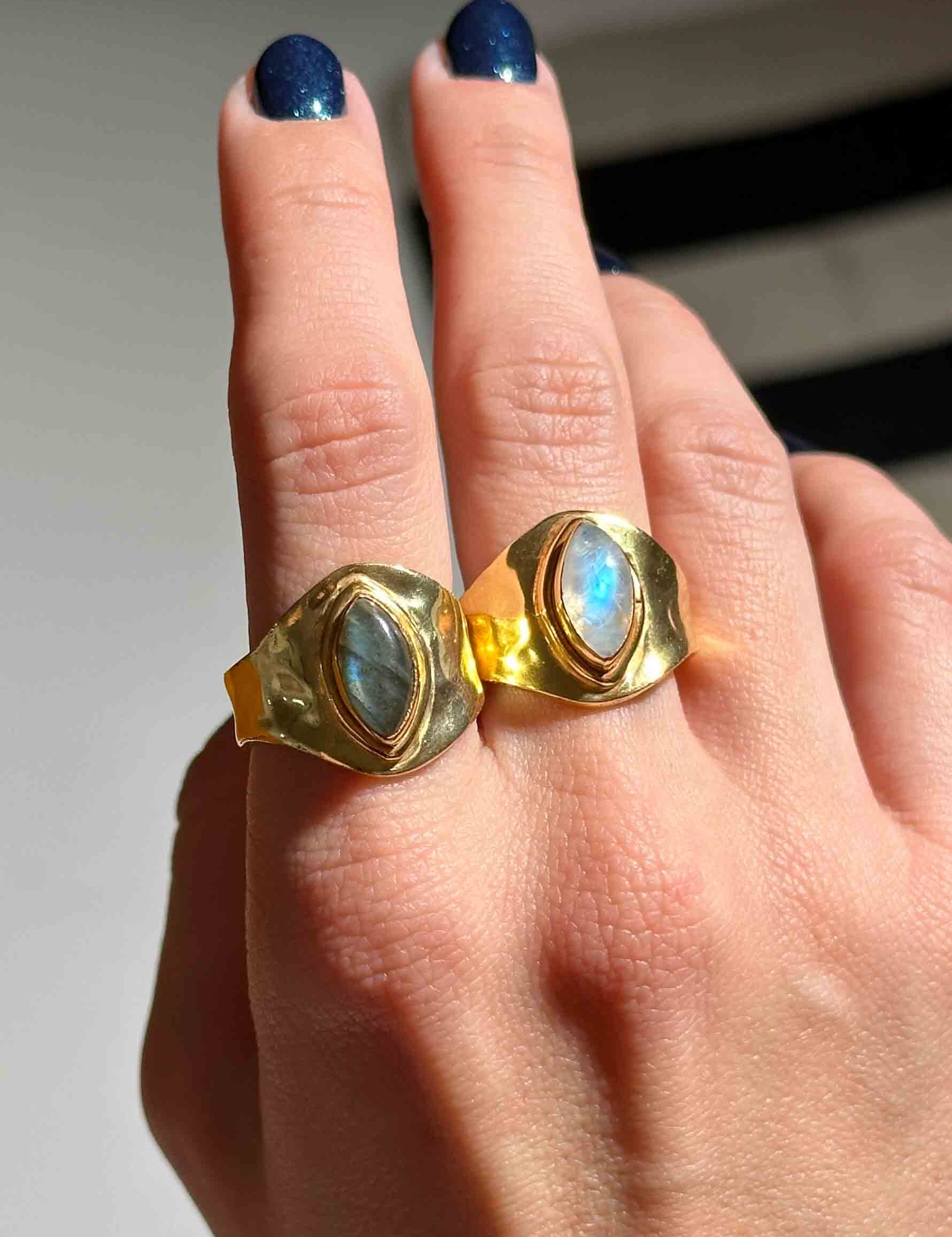 Φεγγαρόπετρα Rainbow Marquise Α.925 Επιχρυσωμένο
