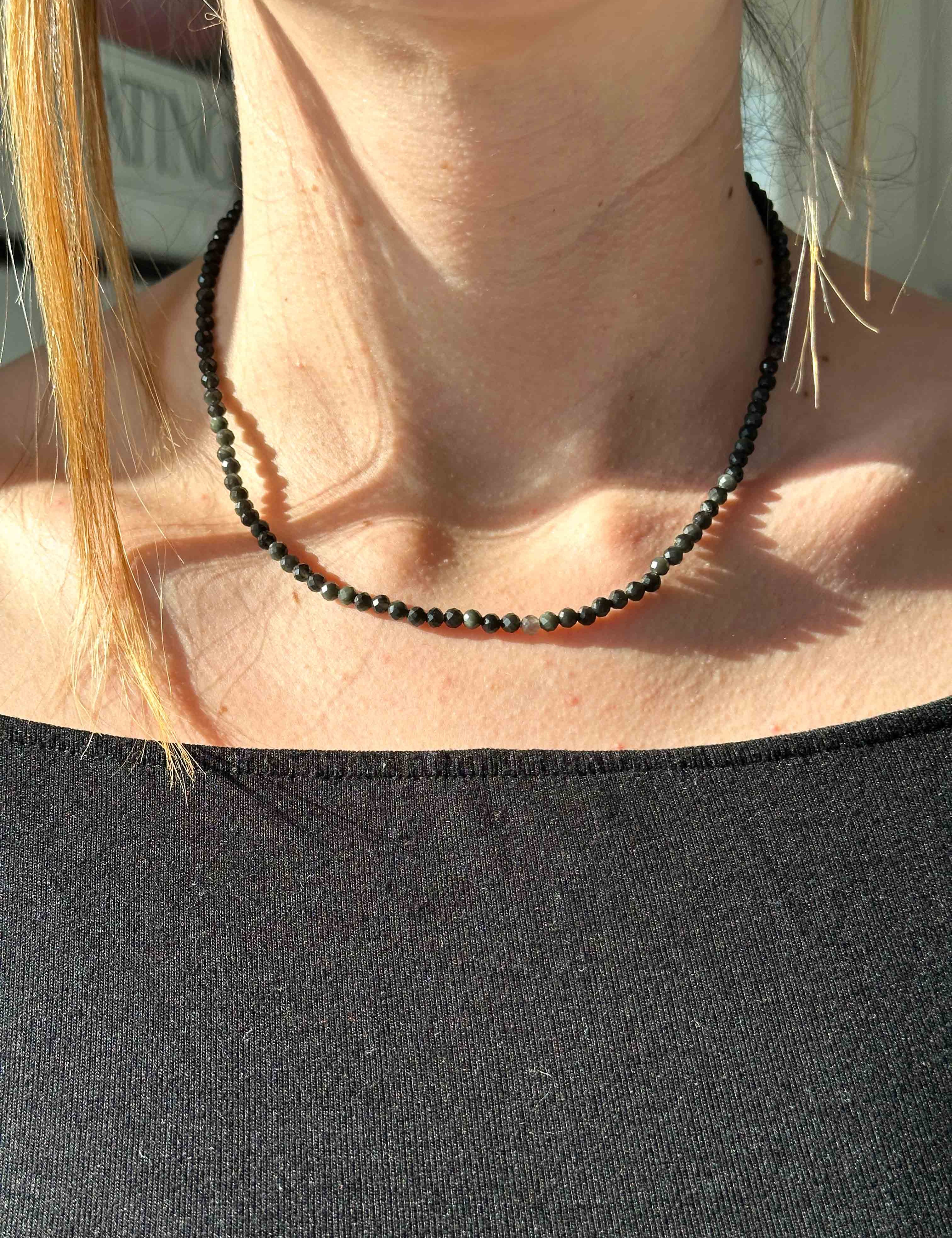 Μαύρη Τουρμαλίνη 4mm Κολιέ